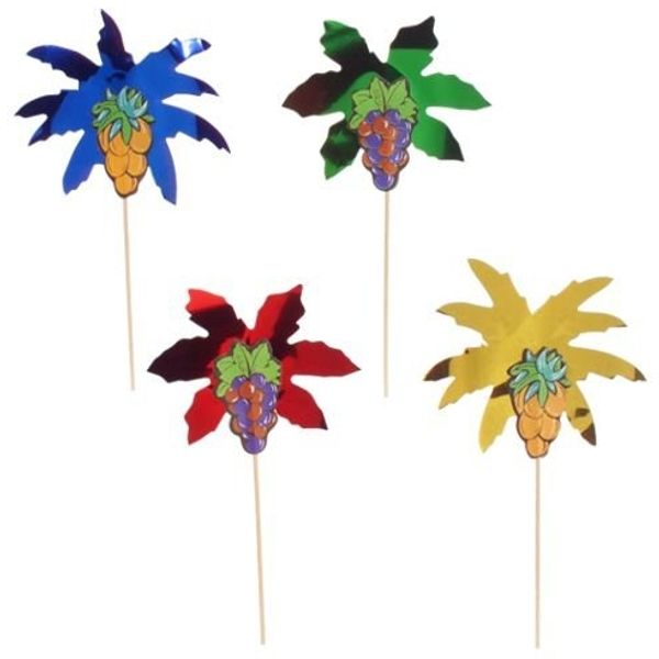 50 Deko-Picker 19,5 cm farbig sortiert "Palmblätter"