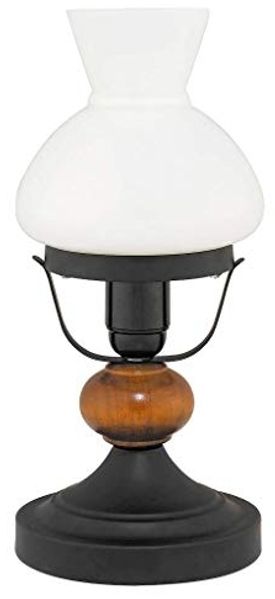 Rabalux Petronel Tischleuchte 1x E27 matt schwarz, Nussbaum, weiß