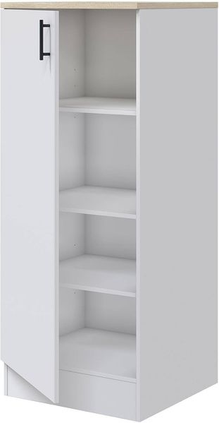 Dmora - Hochschrank 1 Tür Pianengo, Küchenschrank, Vertikales Vorratsmodul, Kompakter Vertikalschrank, 60x60 h148 cm, Weiß und Eiche Bild 5