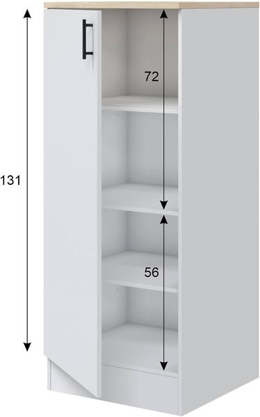 Dmora - Hochschrank 1 Tür Pianengo, Küchenschrank, Vertikales Vorratsmodul, Kompakter Vertikalschrank, 60x60 h148 cm, Weiß und Eiche Bild 2