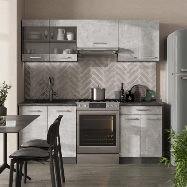 Küchenzeile R-Line Beton/Anthrazit 200 cm , AP Marmor Vicco Bild 2