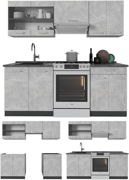 Küchenzeile R-Line Beton/Anthrazit 200 cm , AP Marmor Vicco Bild 7