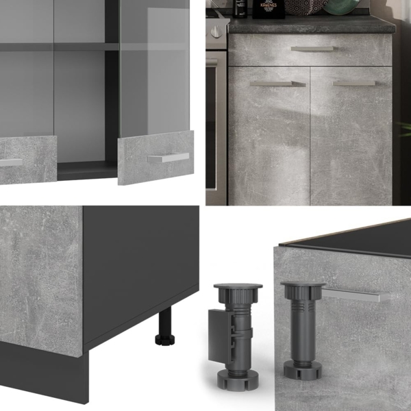 Küchenzeile R-Line Beton/Anthrazit 200 cm , AP Marmor Vicco Bild 5