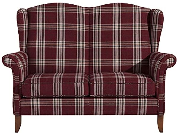 Verita Sofa 2-Sitzer Flachgewebe Rot Buche Nussbaumfarben