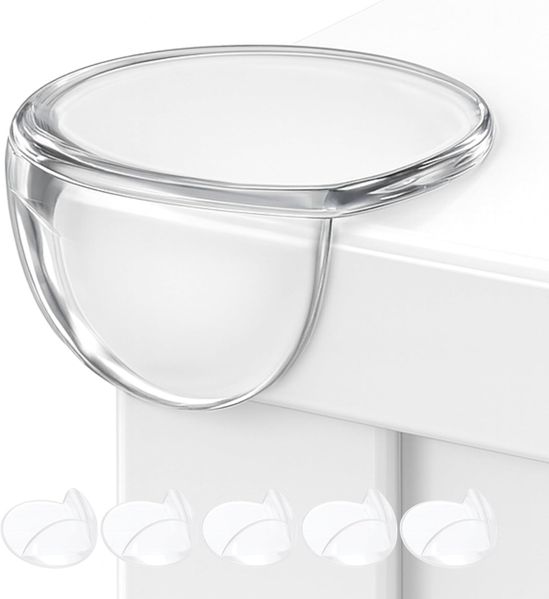 Ecken und Kantenschutz, 6 Stück, vor-geklebt, kristallklar, rundes Design, Spezial Kleber, für Tischecken und Möbelecken, Eckensicherung, Baby Eckenschutz, Tischeckenschutz Kinder, Kantenschutz Möbel