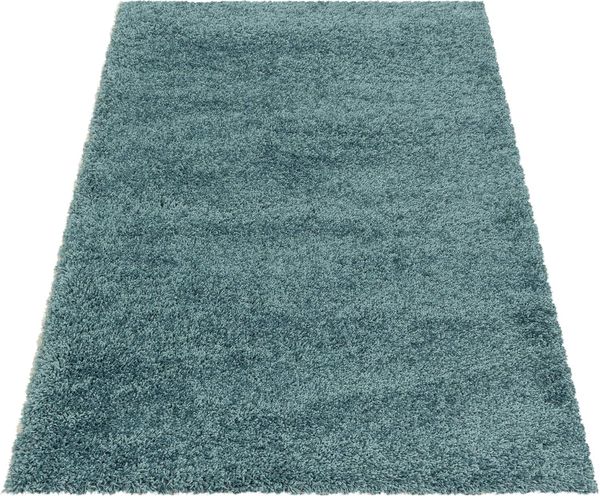 HomebyHome Hochflor Wohnzimmer Teppich 140x200 cm Einfarbig Blau Teppich Langflor Shaggy Modern Teppich für Schlafzimmer, Pflegeleicht Flauschig Weich Rechteckig Kleiner Teppich Bild 2