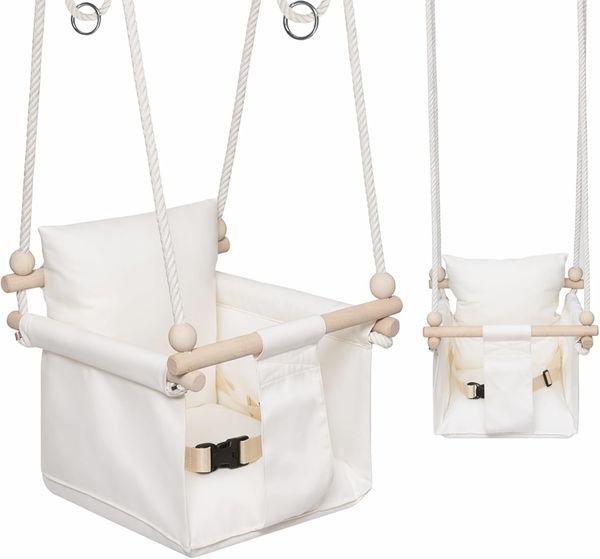 MAMOI® Schaukel | Babyschaukel | Schaukel indoor Kinder | Holzschaukel Baby | Kinderschaukel Holz | Indoor Babyschaukel | Indoor Schaukel + SICHERHEITSGURT | CE | 100% ECO | Made in EU