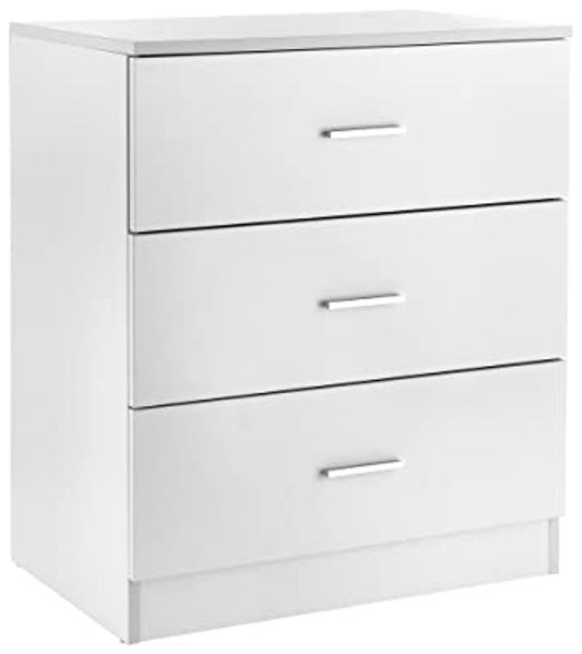 Baroni Home Kommode für Schlafzimmer, Melamin, 3 Schubladen (Weiß, 3 Schubladen)