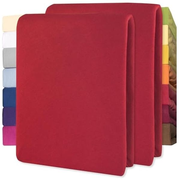CelinaTex Jersey Spannbettlaken Lucina für Kids Dreierpack 60x120-70x140 cm Rubin rot 100% Baumwolle gekämmt superweich Oeko-TEX