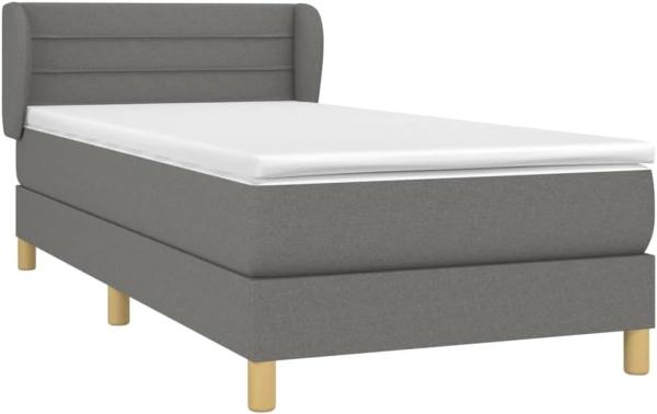 Einzelbett, Polsterbett mit Matratze Stoff Dunkelgrau 100 x 200 cm