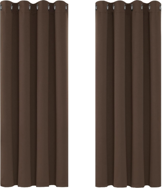 Deconovo Blickdicht Gardinen mit Ösen für Schlafzimmer Thermogardine Kälteschutz Vorhang, 138x117 cm(HöhexBreite), Braun, 2er Set