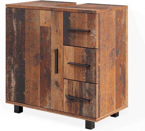 Vicco Waschtischunterschrank Waschbeckenunterschrank Ilias Old Style modern 60x61 cm Badezimmer Schrank Badschrank Badkommode Badmöbel 1 Tür 3 Schubladen