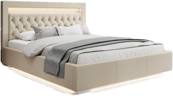 Luxusbetten24 Polsterbett Designer Polsterbett Infinity, inkl. RGB-Beleuchtung, USB-Anschluss und Stauraum