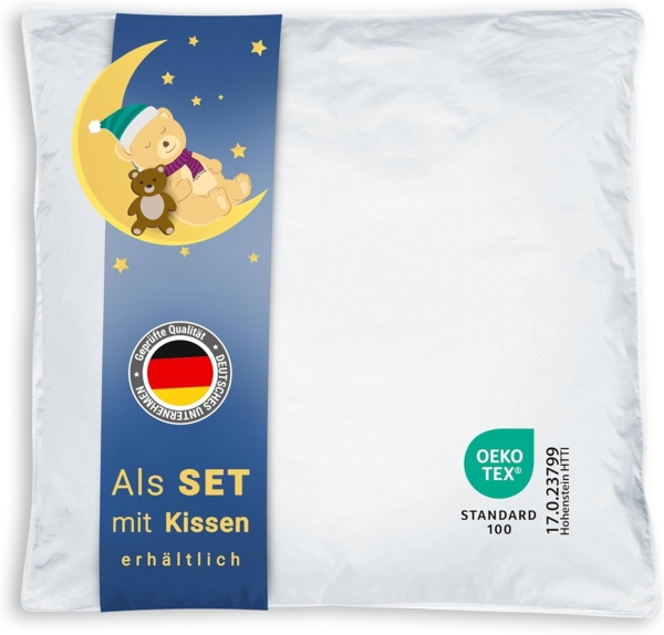 ZOLLNER Kinderbettdecke, Füllung: 90% Daunen, 10% Federn, 80 x 80 cm, 100% Baumwolle, vom Hotelwäschespezialisten