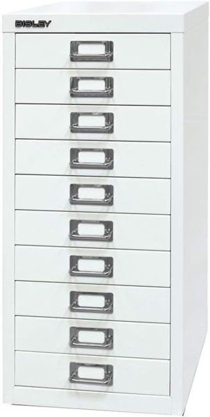 Bisley MultiDrawer™, 29er Serie, DIN A4, 10 Schubladen, Farbe verkehrsweiß