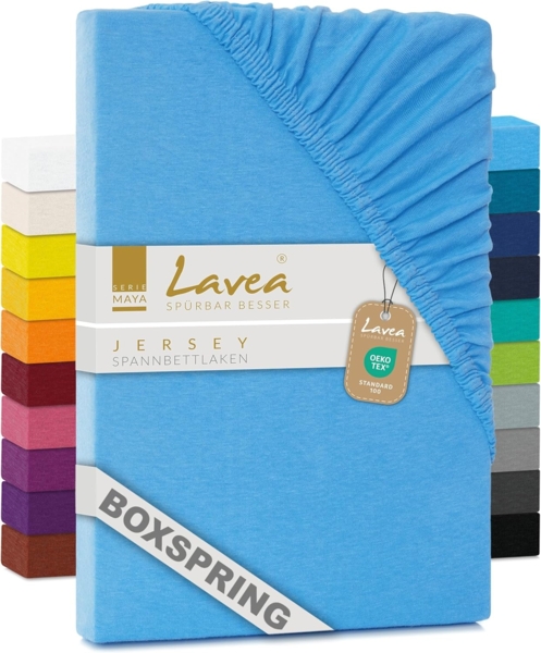 Lavea Spannbettlaken Maya, in Gr. 60x140, 90x200, 120x200, 140x200, 180x200 oder 200x220 cm, Baumwolle, Gummizug: rundum, (1 Stück), Jersey Spannbetttuch für Topper, Boxspring- und Wasserbetten