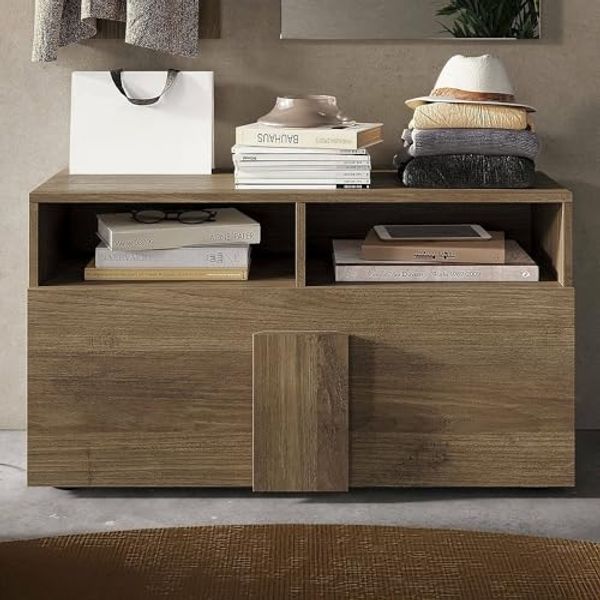 Dmora - Schuhschrank Bracciano, Schuhregal, Mehrzweck-Eingangsgarderobe, Möbel für Schuhe, Made in Italy, 91x35 h57 cm, Eiche