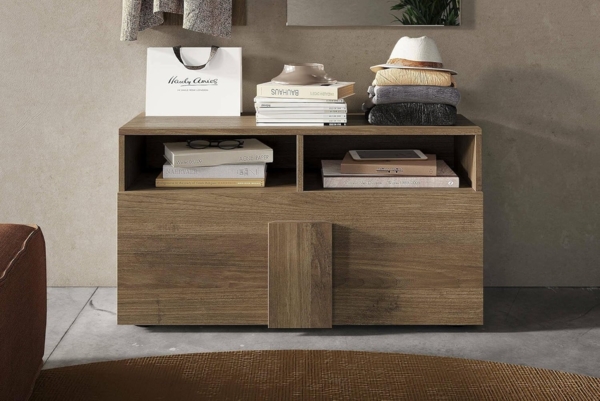 Dmora - Schuhschrank Bracciano, Schuhregal, Mehrzweck-Eingangsgarderobe, Möbel für Schuhe, Made in Italy, 91x35 h57 cm, Eiche