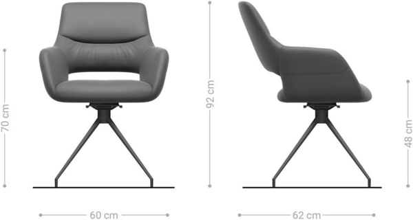 Esszimmerstuhl Yago-Flex mit Armlehnen Echt-Leder Schwarz Kreuzgestell konisch Schwarz Taschenfederkern Bild 3