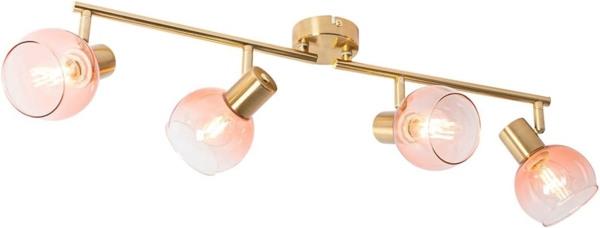 Qazqa LED Aufbaustrahler Vidro, ohne Leuchtmittel, E14, Rosa, Art Deco, Stahl, 4-flammig