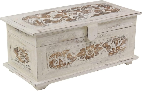 Oriental Galerie Truhe Weiße Truhe Blumen Mittel 50 cm Design 2