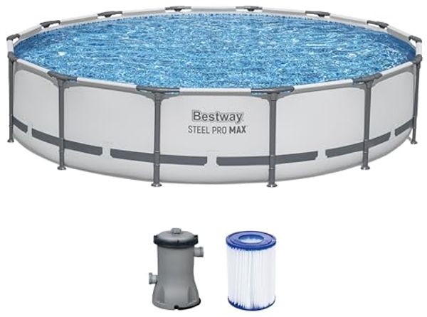 Steel Pro MAX™ Frame Pool Set mit Filterpumpe Ø 427 x 84 cm, lichtgrau, rund