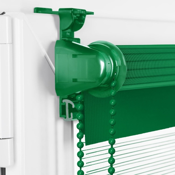 Doppelrollo Klemmfix ohne Bohren 90x130 cm Grün Duo Rollo Klemmrollo Sonnenschutzrollo Fensterrollo für Fenster & Türen Zebrarollo Seitenzugrollo Bild 2