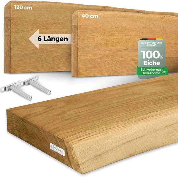 Wandregal / Regalbrett - Eiche mit Baumkante - 70 x 22 x 4 cm