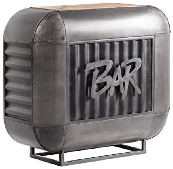 Bartresen Bolton Massivholz Mango Metall 112x103x50 cm Industrial Design Tresen Theke Hausbar Vintage Look stabil & stilvoll für Küche & Wohnzimmer