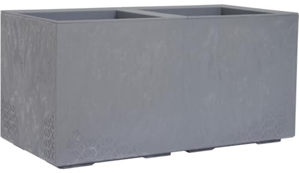 Pflanzkasten FARO STONE grau 40 × 80 × 40 cm – Kunststoff in Betonoptik mit Rollen & Stopfen, für Indoor & Outdoor geeignet