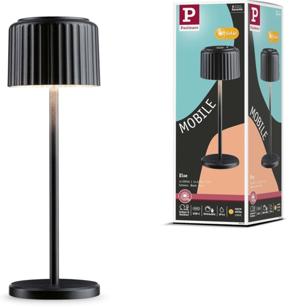 Paulmann 94878 LED Akkuleuchte Else 2700K IP44 dimmbar Schwarz