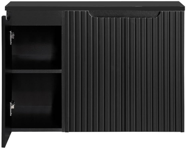 Waschbeckenunterschrank Skelbolu mit 3 Türen 90 x 60 x 40 cm Schwarz [en. casa]