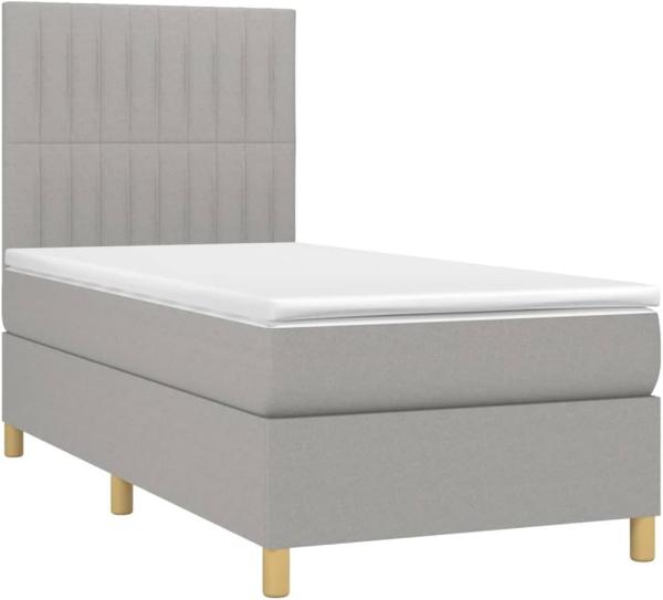 vidaXL Boxspringbett mit Matratze Hellgrau 90x200 cm Stoff, Härtegrad: H2 [3142465]