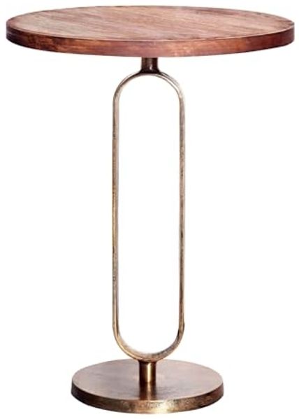 riess-ambiente Beistelltisch ELEGANCE 60cm natur / messing (Einzelartikel, 1-St), Wohnzimmer · Massivholz · Metall · rund · handmade · Modern Design