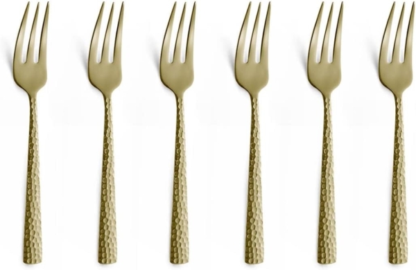 Amefa FELICITY Kuchengabel Set 6-teilig PVD champagner gehämmert
