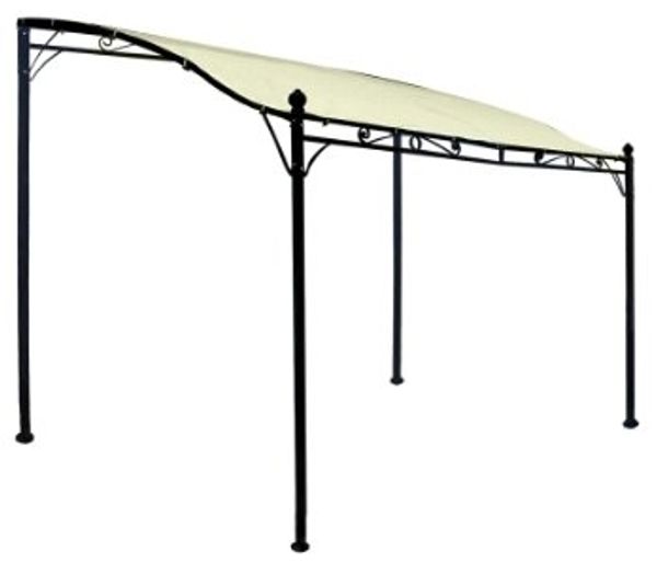 Anbaupavillon MANTOVA 3x2,5 Meter, Stahl dunkel, Plane PVC-beschichtet écru