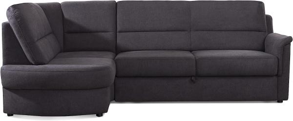 Cavadore Ecksofa Paris mit Federkern / Kleines L-Sofa mit Ottomane / 243 x 87 x 155 / Dunkelgrau