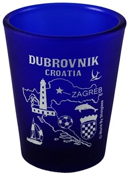 Dubrovnik Croatia Cobalt Blue Frosted Shot Glass by World By Shotglass