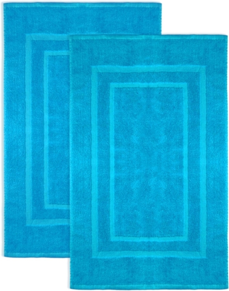 NatureMark 2er Pack Badvorleger | Premium Qualität | 100% Baumwolle | 50x80 cm | Duschvorleger Duschmatte Doppelpack | Farbe: Türkis