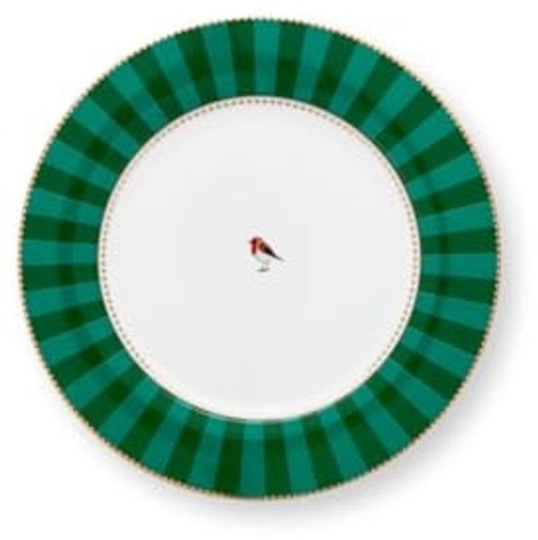 Pip Studio Speiseteller Love Birds Stripes Emerald Grün (26,5cm) 51.001.467