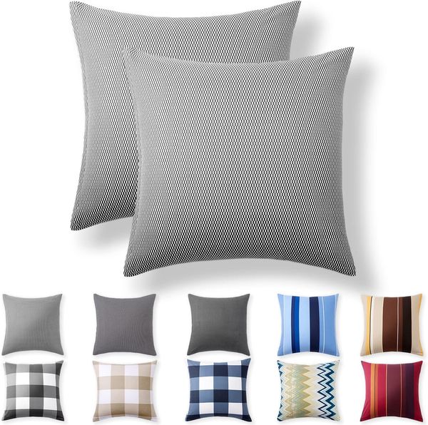 Alreya 2er-Set Renforcé Kissenbezug 50x50 cm - 100% Baumwolle mit YKK Reißverschluss, Superweicher Kopfkissenbezug 50x50, Kissenhülle, Graue Diamanten, nur Kissenbezug