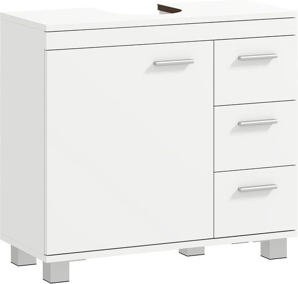 HOMCOM Waschbeckenunterschrank mit Schubladen, Soft-Close Tür, U-förmigen Ausschnitt (Unterschrank, 1-St, Badezimmerschrank) für Badezimmer 70 x 30 x 64 cm Weiß