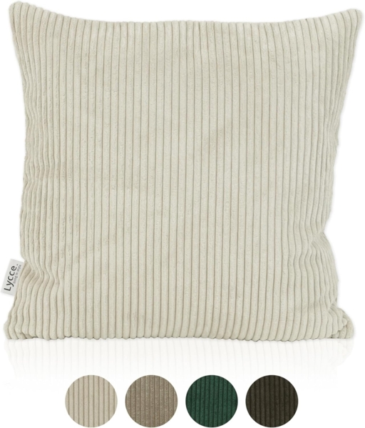 Lycce Dekokissen Kissenbezug aus trendigem Cordstoff (50x50cm), beige