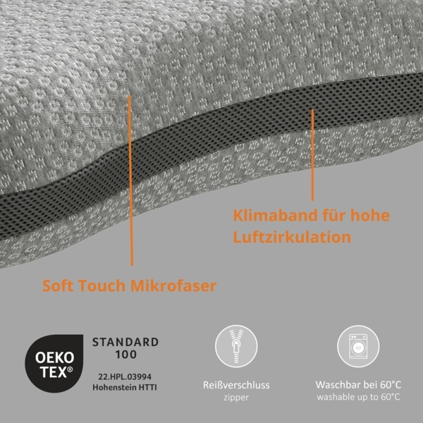 sleepling Schlafkissen Recovery Pillow, Füllung: Viscoschaum, Bezug: Polyester, Seitenschläfer, Rückenschläfer, Bauchschläfer, orthopädisches Kissen, ergonomisches Visco Kopfkissen, mit Reisetasche Bild 5