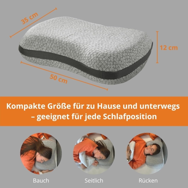 sleepling Schlafkissen Recovery Pillow, Füllung: Viscoschaum, Bezug: Polyester, Seitenschläfer, Rückenschläfer, Bauchschläfer, orthopädisches Kissen, ergonomisches Visco Kopfkissen, mit Reisetasche Bild 4