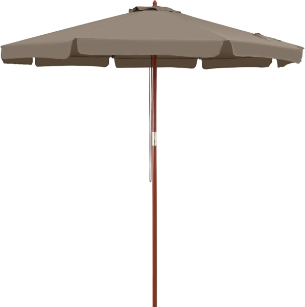 Kingsleeve Sonnenschirm 330 cm Holz mit UV Schutz 80+ Schutzhülle Balkon Garten Taupe