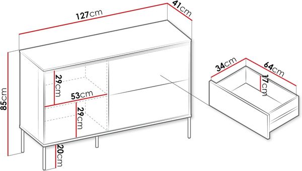 Kommode Visso 1D2S VI-03 (Farbe: Eiche Linear) Bild 3