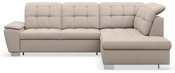Selsey Couch 258x212 cm Ecksofa mit Schlaffunktion und Bettkasten, Modular Sectional Sofa, Stoff Verita Beige, Verstellbare Kopfstützen, Komfort & Stil für Wohnzimmer & Gäste Rechtse Seite Bild 3