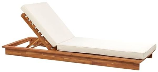 Beliani 'GRANARI' Gartenliege, Akazienholz Heller Holzfarbton, 70x190x77 cm