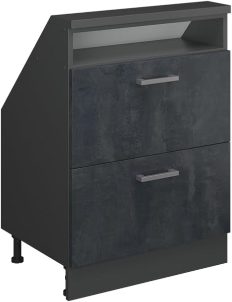 Dachschrägenschrank Rion Schwarz Beton/Anthrazit mit 2 Schubladen Vicco